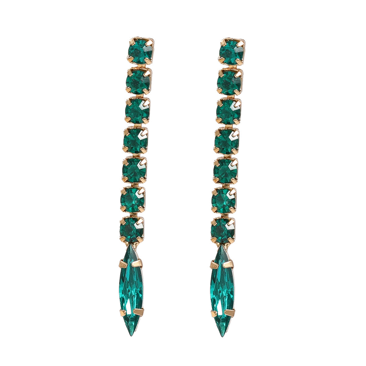 Stylish Colored Diamond Alloy Long Party Earrings