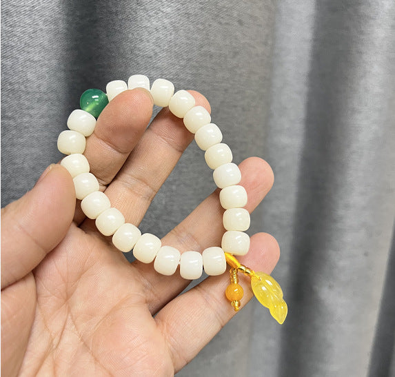 Bracelets ethniques personnalisés à base de racine de Bodhi en jade blanc pour femmes, hommes et femmes