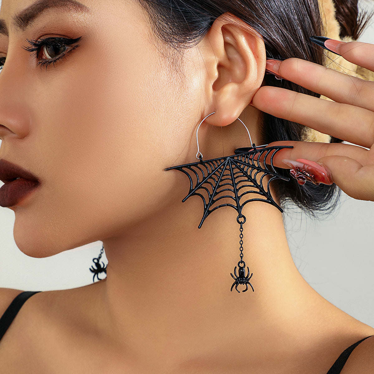 Style Spider Web Hollow Tassel Halloween Earrings