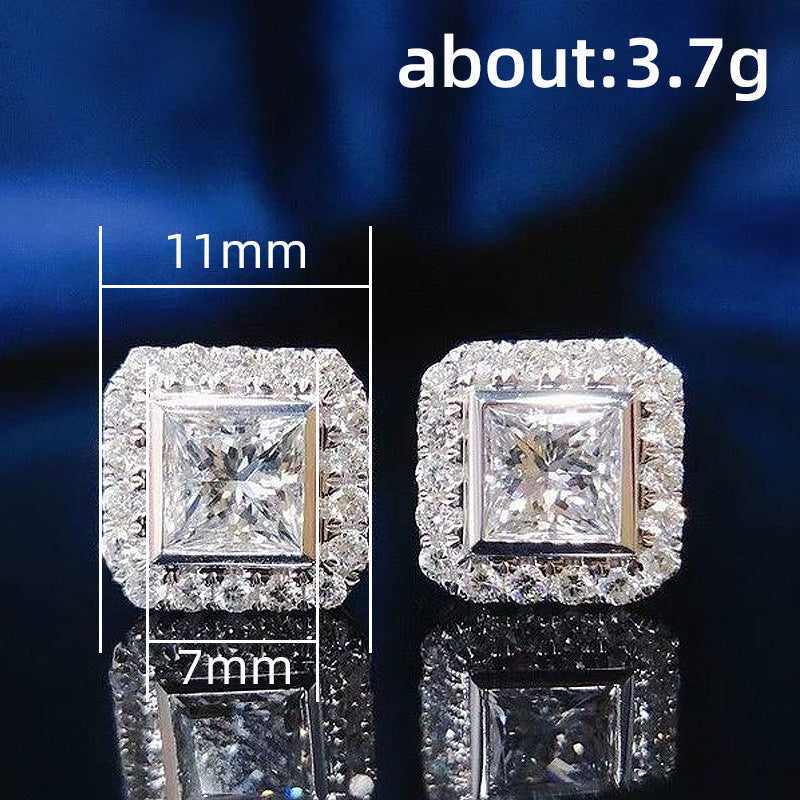 Women's Shi Classic Geometric Square Diamond Zircon Best Earrings