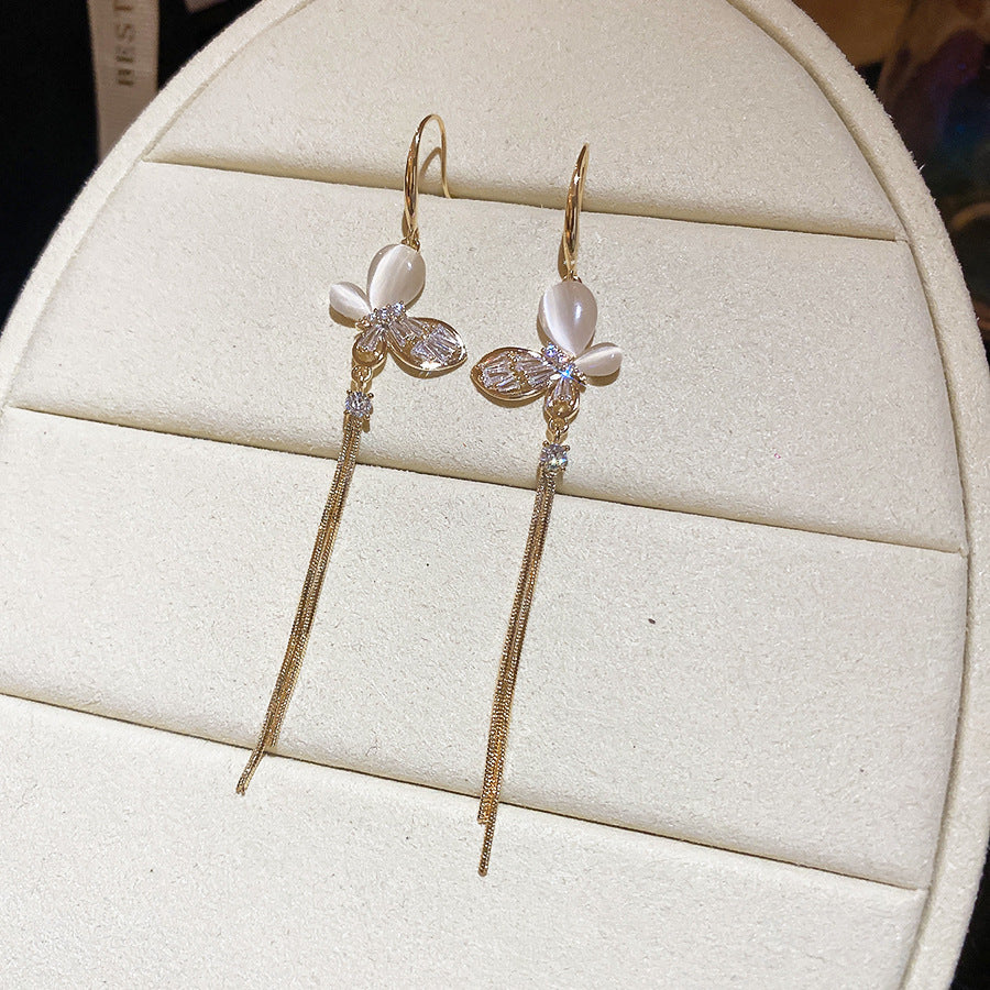 Real Gold Electroplated Zircon Opal Flower Light Ear Clip