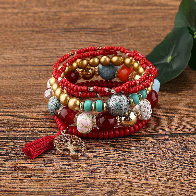 Bohemian Beaded Tassel Tree Of Life Bracelets