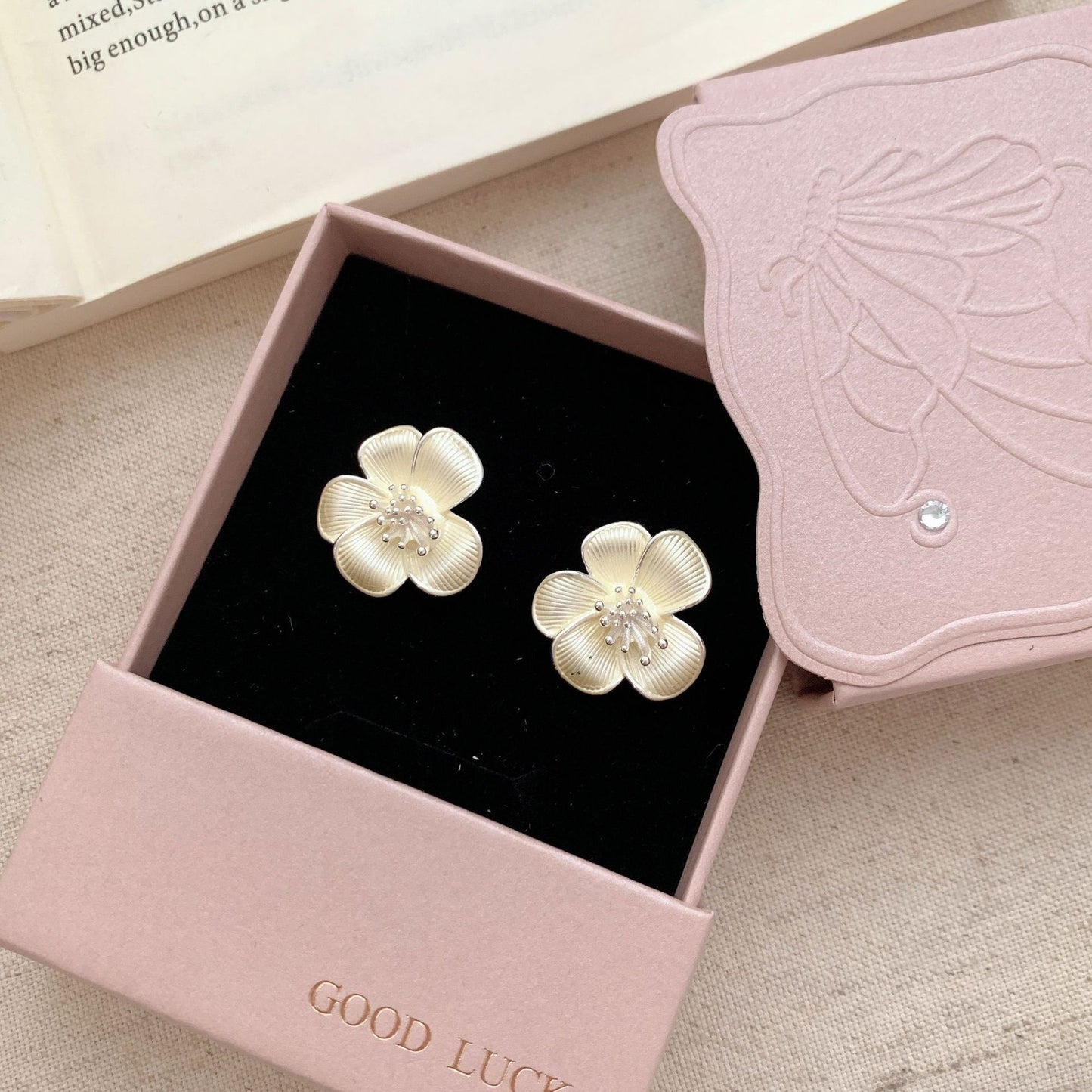 Painted Flower Sier Needle Sweet Fairy Style Niche Gentle Fresh Earrings