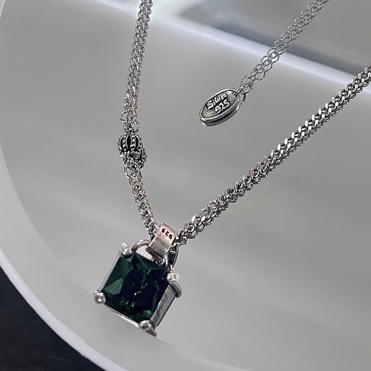 Vintage Thai Sier Crown Female Fashion Light Necklace