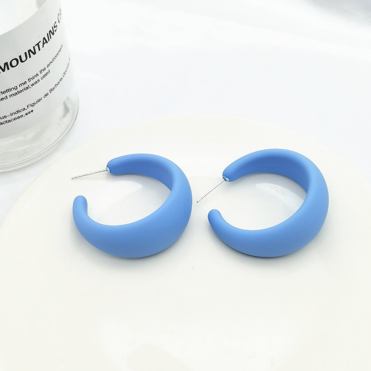 Needle Color Resin Circle Candy Shaped Fluorescent Cute Personality Stud Earrings