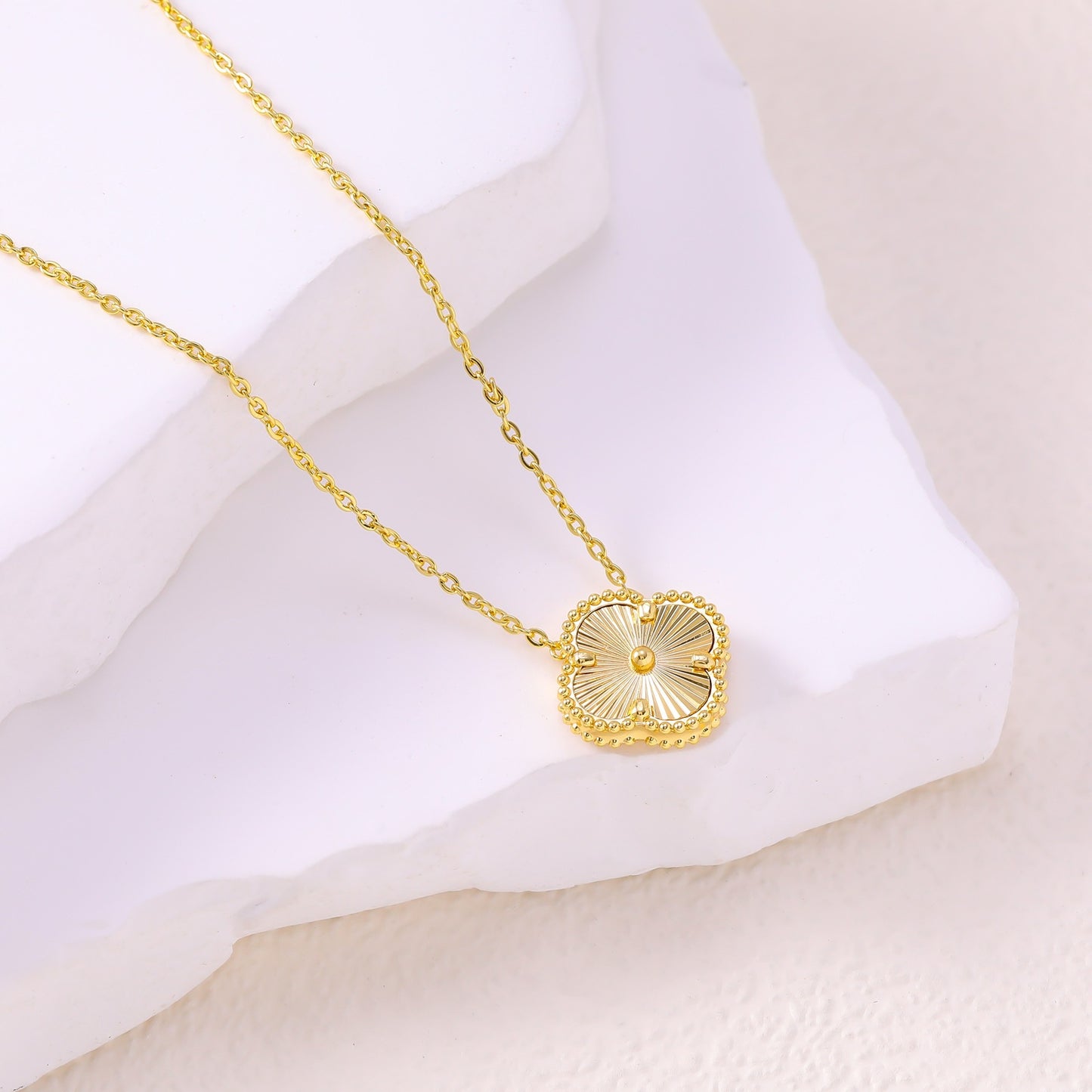 Golden Four-leaf Flower Design Personality Gold Necklaces