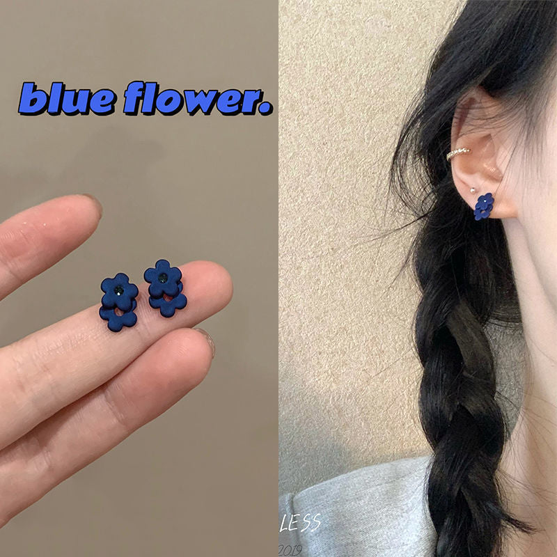 Women's Flower Royal Blue Simple Graceful Ear Clip Without Stud Earrings