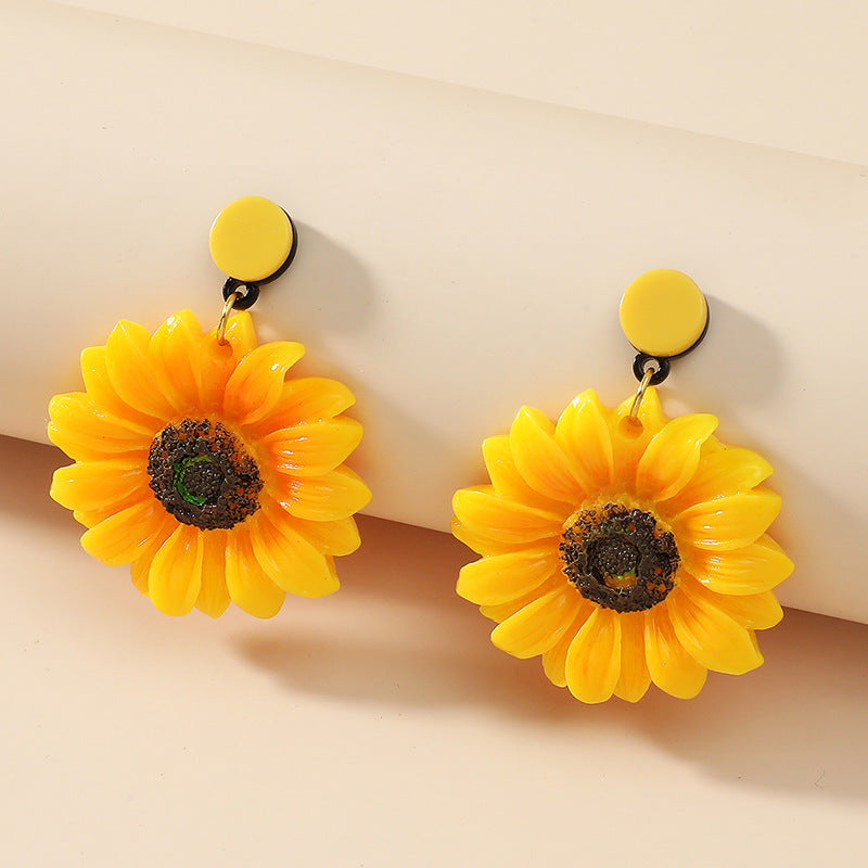 Fairy Mori Sunflower Graceful Personality Exaggerated Fresh Rings