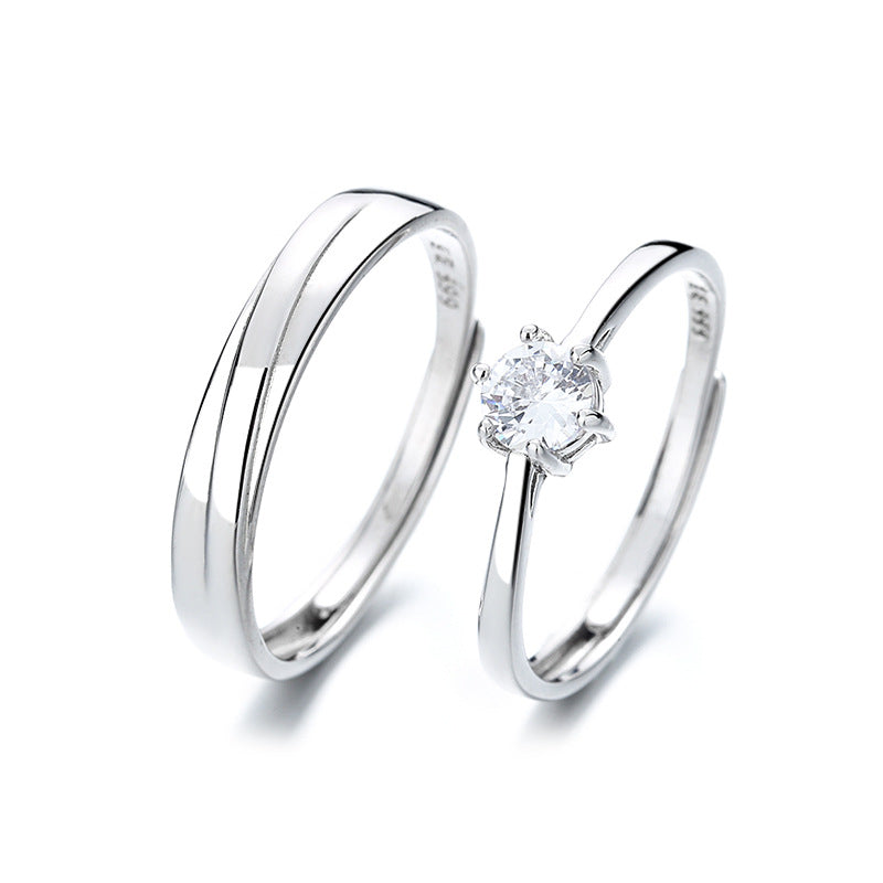 Bagues de Saint-Valentin ouvertes en diamant et zircon simples minoritaires