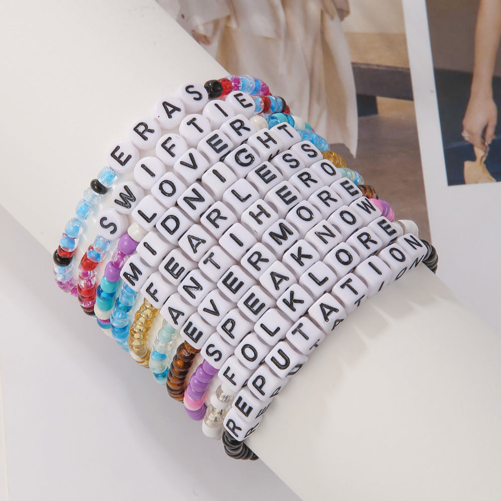 Bohemian Beads Suit Colorful Letter Square Bracelets