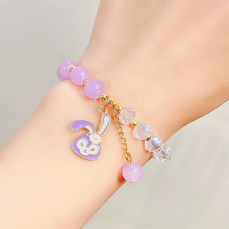 Children's Glaze Beaded Princess Cartoon Crystal Flowers Bracelets