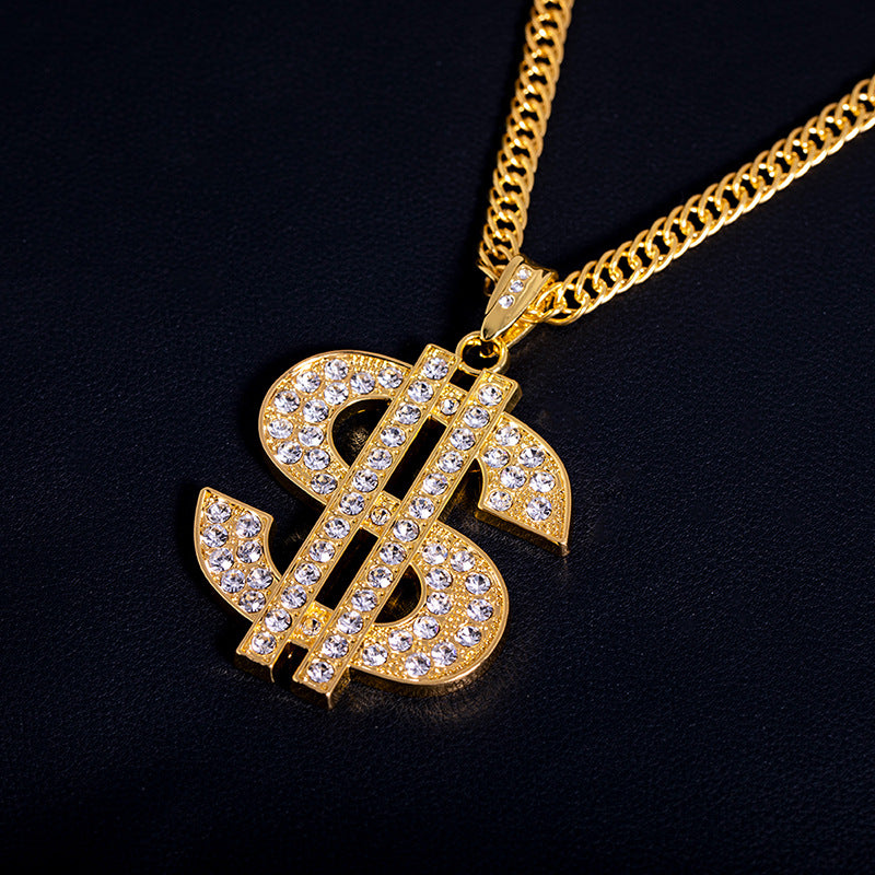 Exaggerated Dollar Symbol Sweater Chain Personality Hip Necklaces