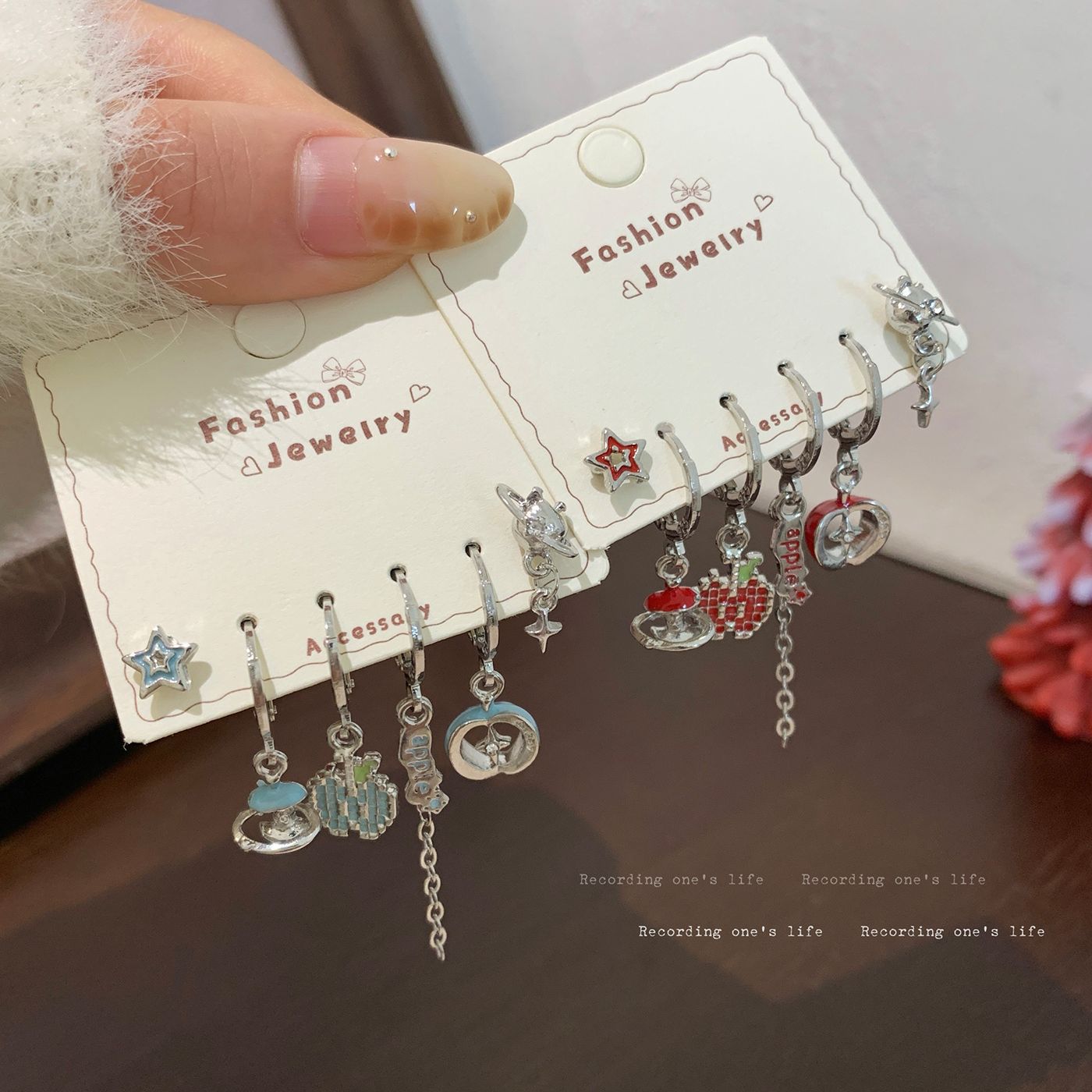 Apple Paradise Clip Suit Female Sweet Cool Exquisite Tassel Earrings