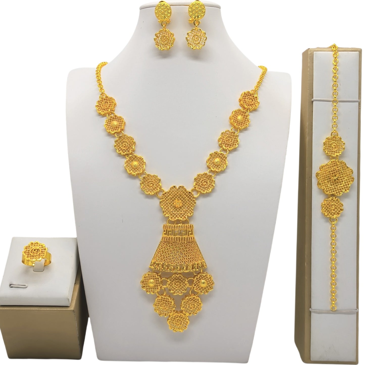 Elegant Classic Glamorous Gold-plated African Bride Jewelry Set