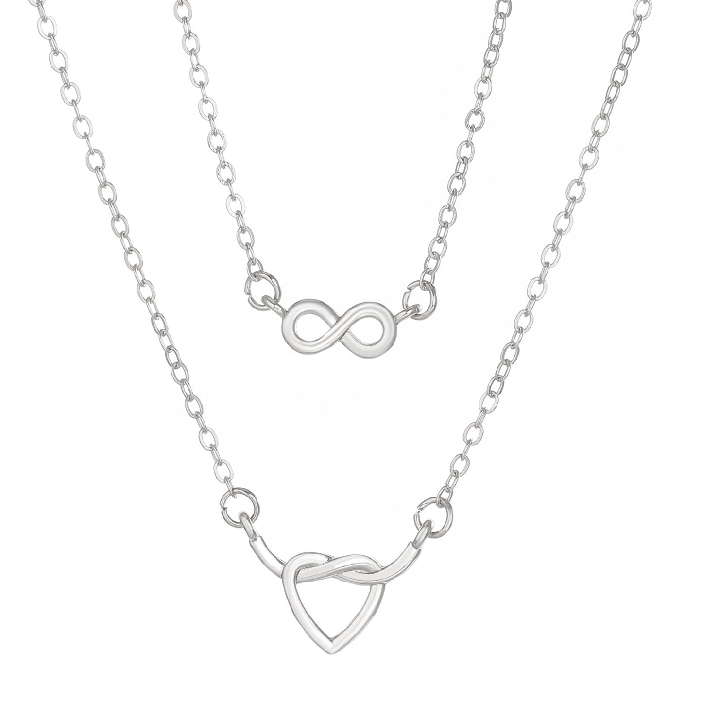 Infinite Love Female Style Creative Interwoven Heart-shaped Twin Clavicle Necklaces