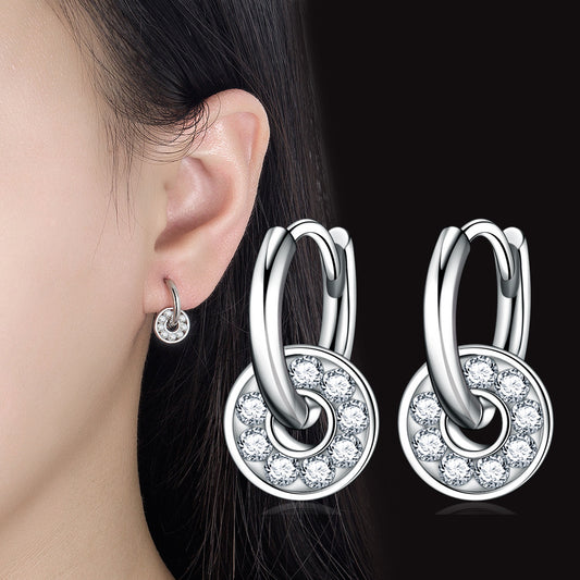 Boucles d'oreilles rondes pour femmes, motif géométrique, personnalité, pavé, rêve