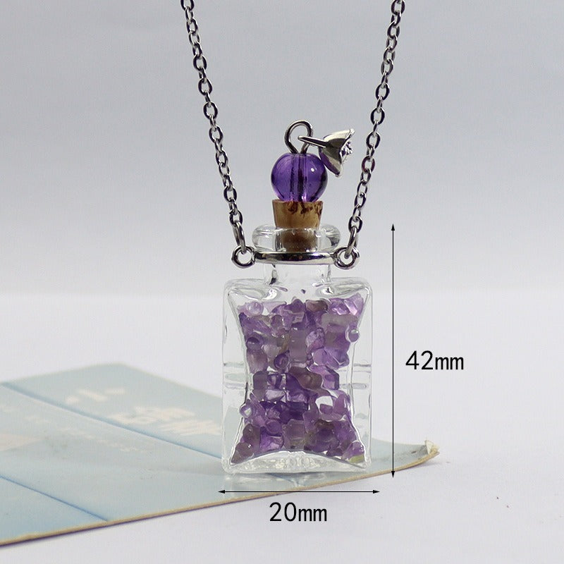 Transparent Heart-shaped Colored Glaze Perfume Essential Necklaces