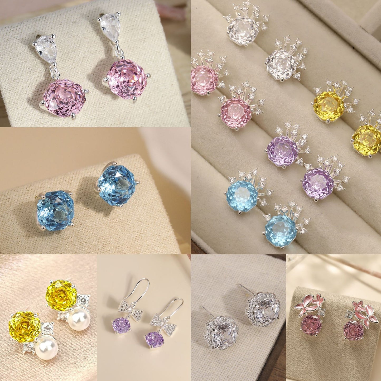 Pearl Colorful Zircon Female Fresh Temperament Stud Earrings