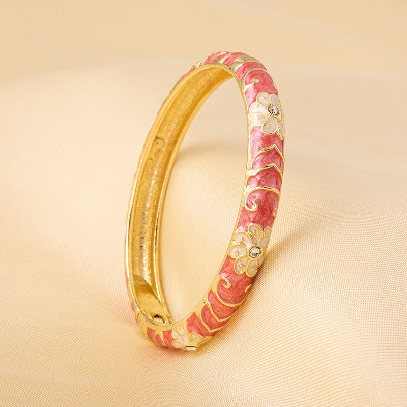 Cloisonne Enamel Fine Floral Vintage Drop Bracelet