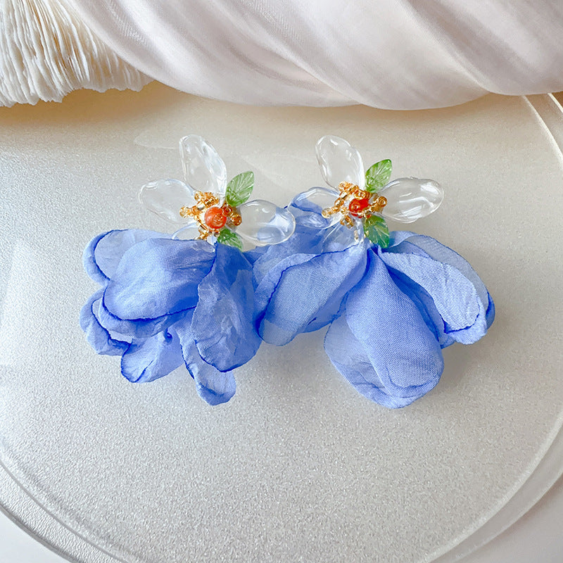 Women's Style Fabric Flower Beaded For Exaggerated Earrings