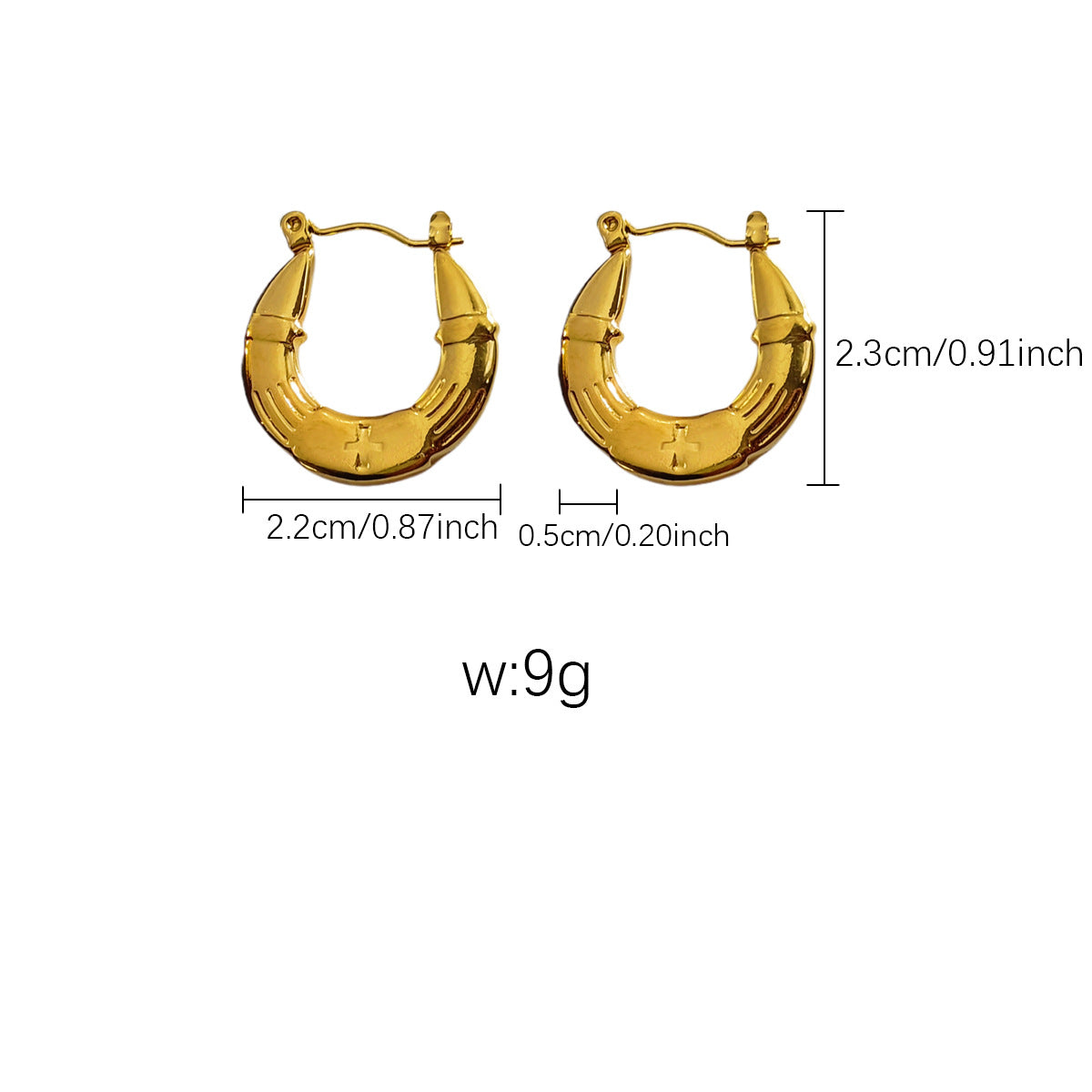 Oil Pressure Craft Titanium Steel Vacuum Gold Plating High Sense Earrings
