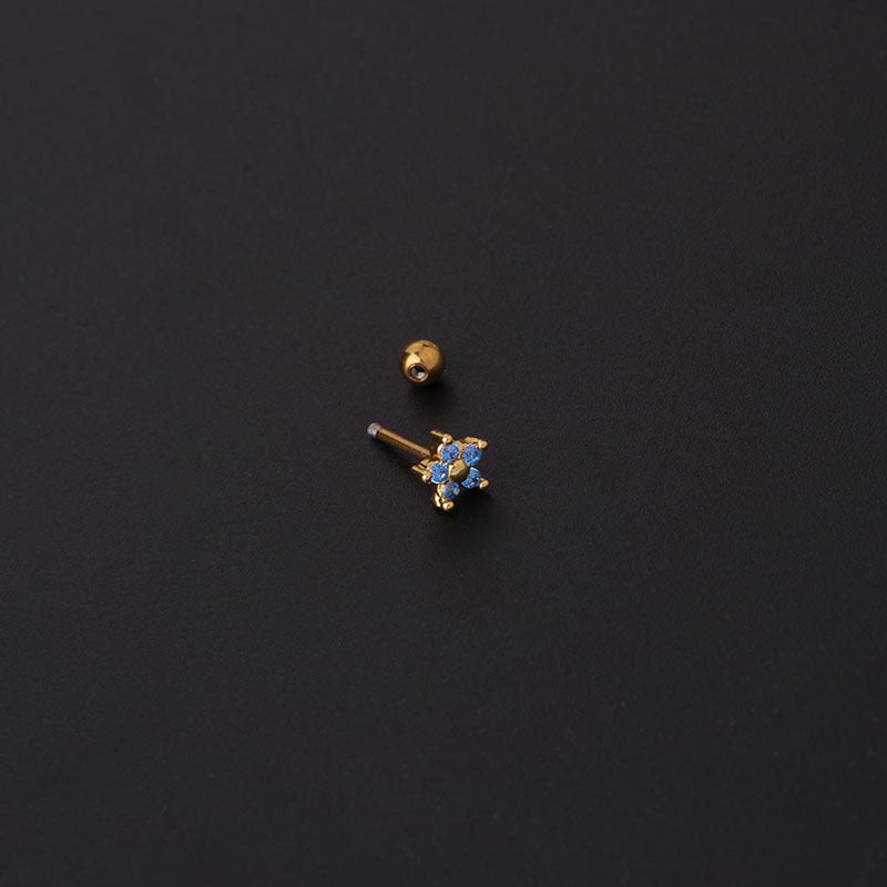 Screw Twist Ball Stainless Steel Thin Needle Stud Earrings