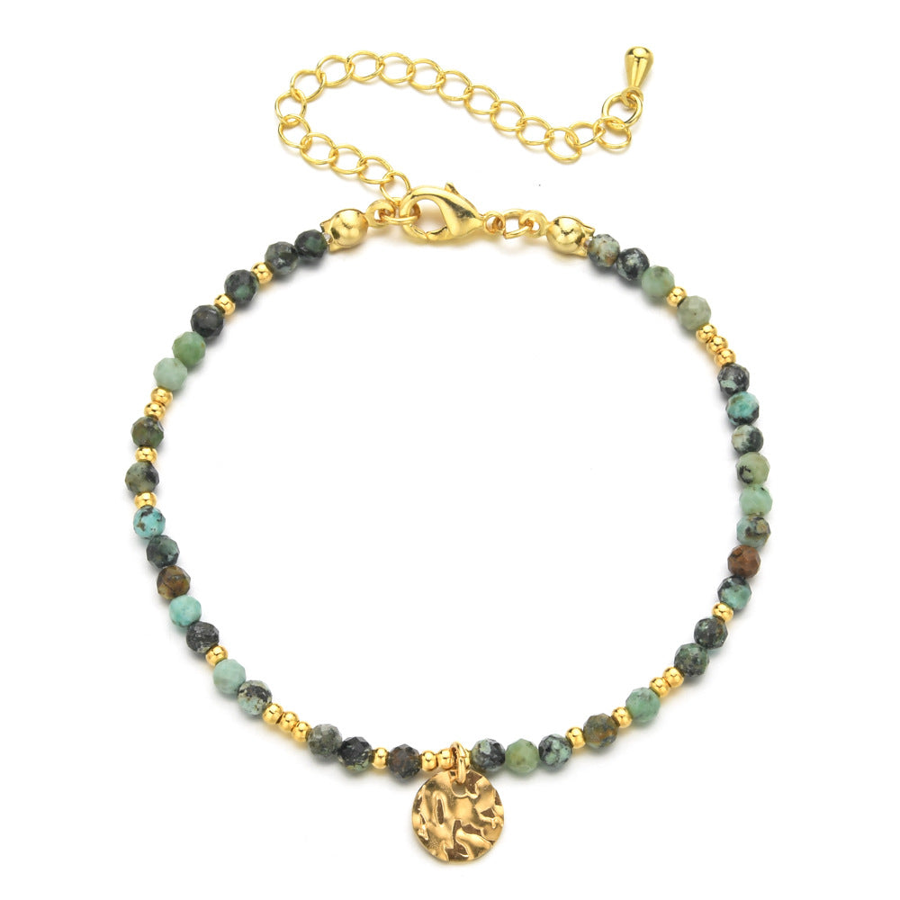 Natural Stone Beaded Ethnic Style Stainless Steel Bracelet