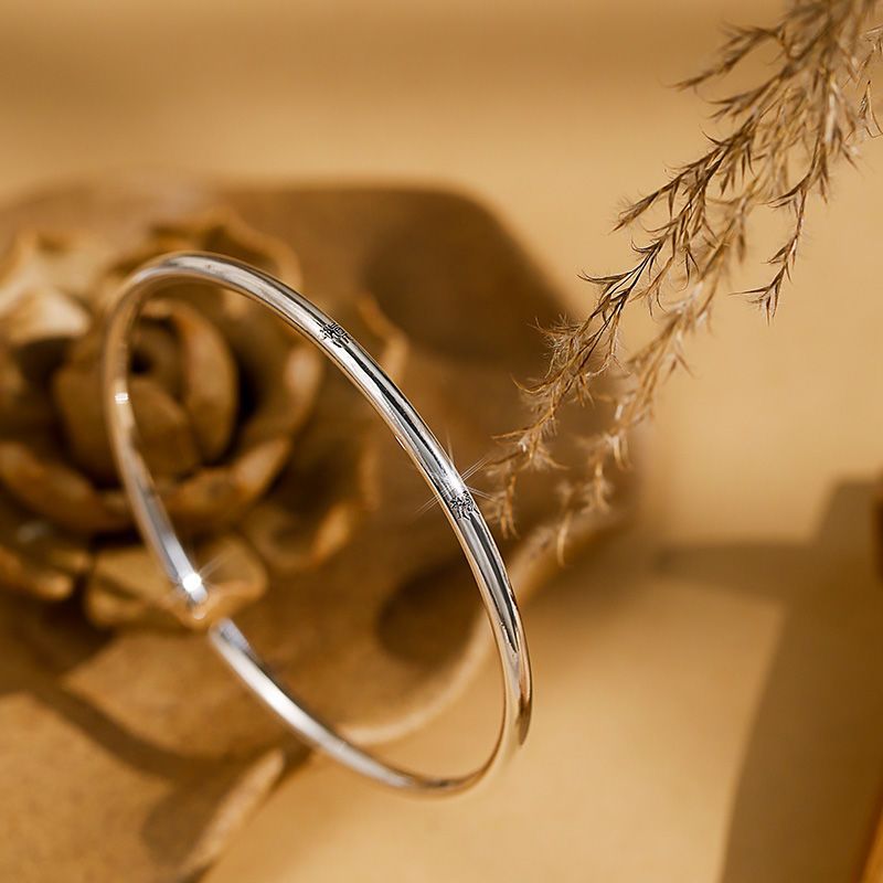 Women's & Men's Single Lettering Of Calligraphy Text Solid Open Argent Bracelets