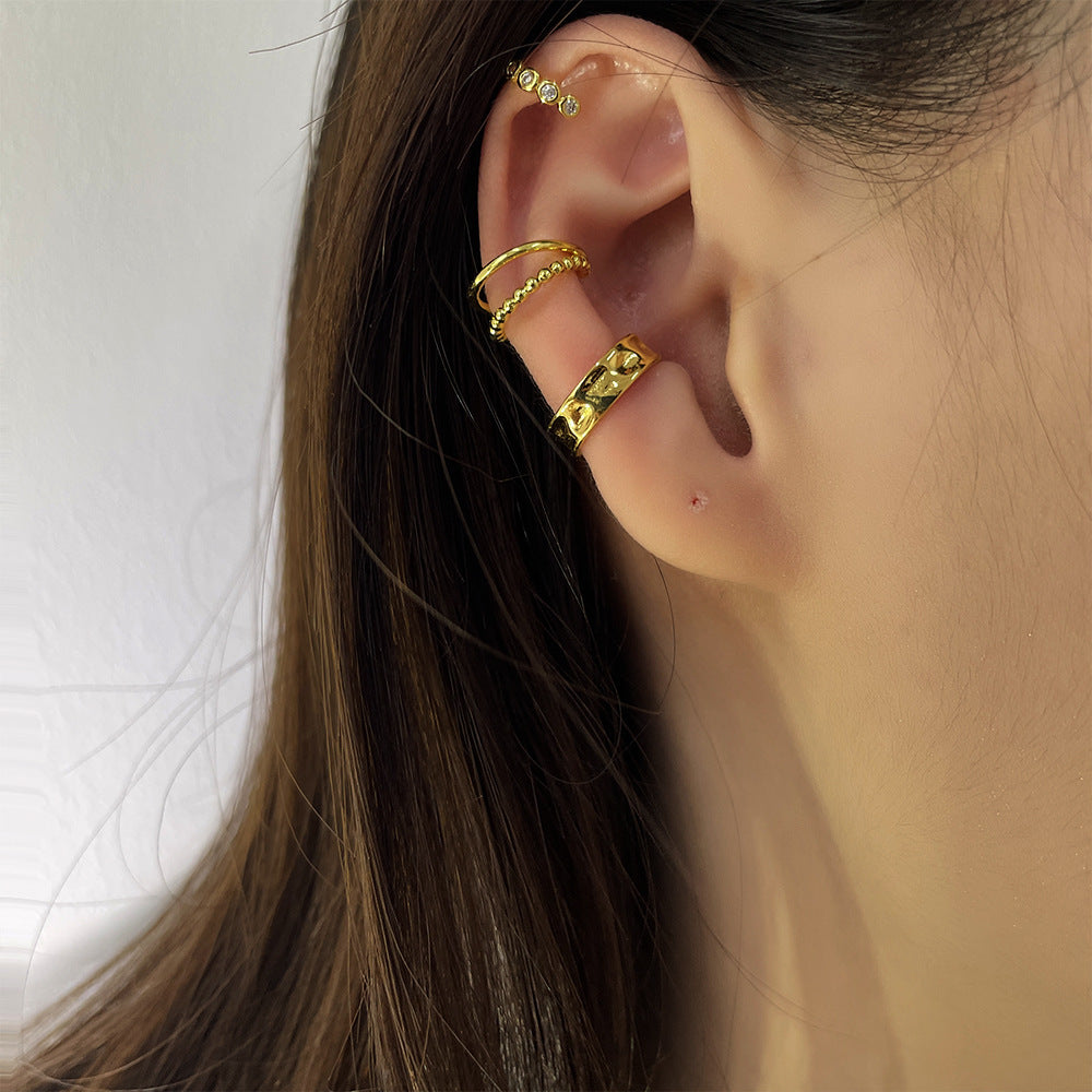 Women's Double Layer Neutral Interwoven Twist For Ear Clip