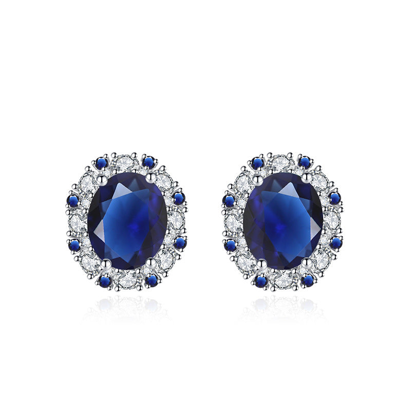 Temperament Colored Gems Inlaid Sapphire Blue Jewelry Set