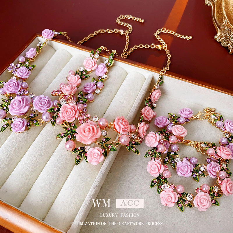 Leaves Rhinestone Pearl Fashionable Temperament Girlish Style Necklaces