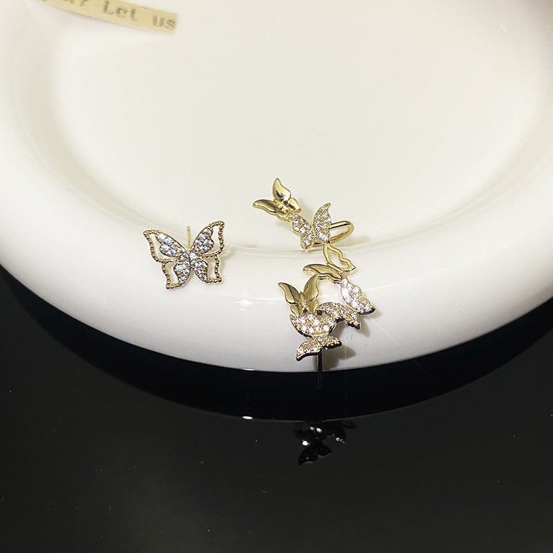 High-grade Butterfly Asymmetric Personalized Ear Clip Earrings