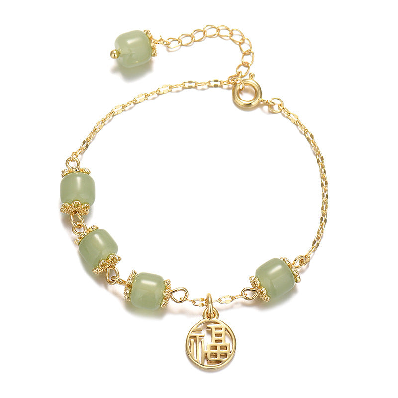 Women's Style Real Gold Jade Blessing Card Bracelets