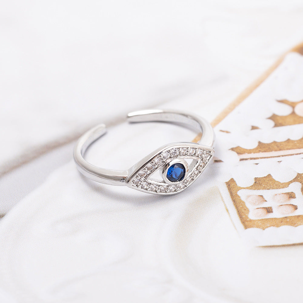 Eye Copper Simple Micro Inlaid Zircon Female Niche Rings