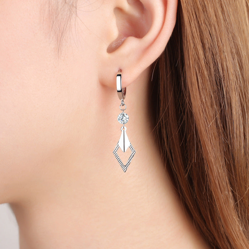 Boucles d'oreilles personnalisées en forme de losange pour femmes, longues et simples, en cristal