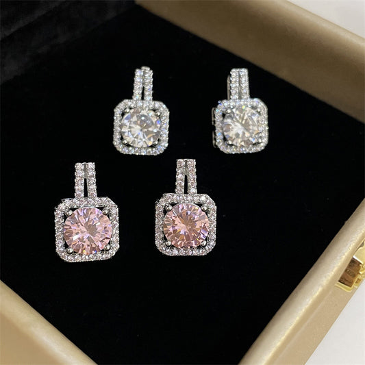 Female High-grade Diamond Studded With Zircon Earrings