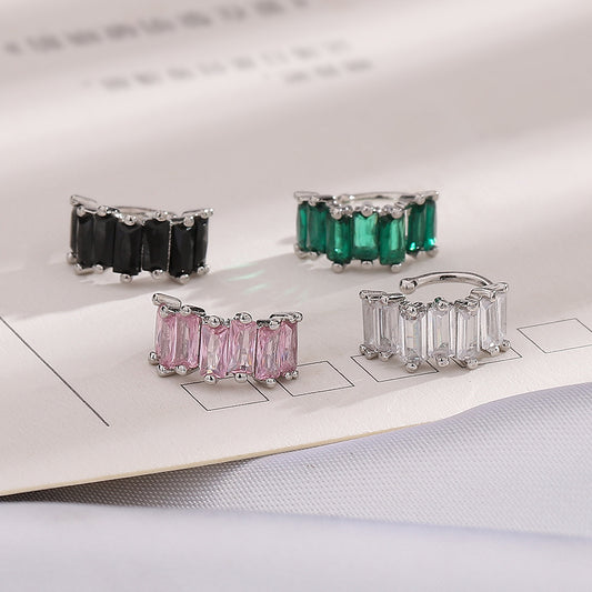 Men's Square Light Luxury Colorful Crystals Without Pierced Irregular With Personality Rings