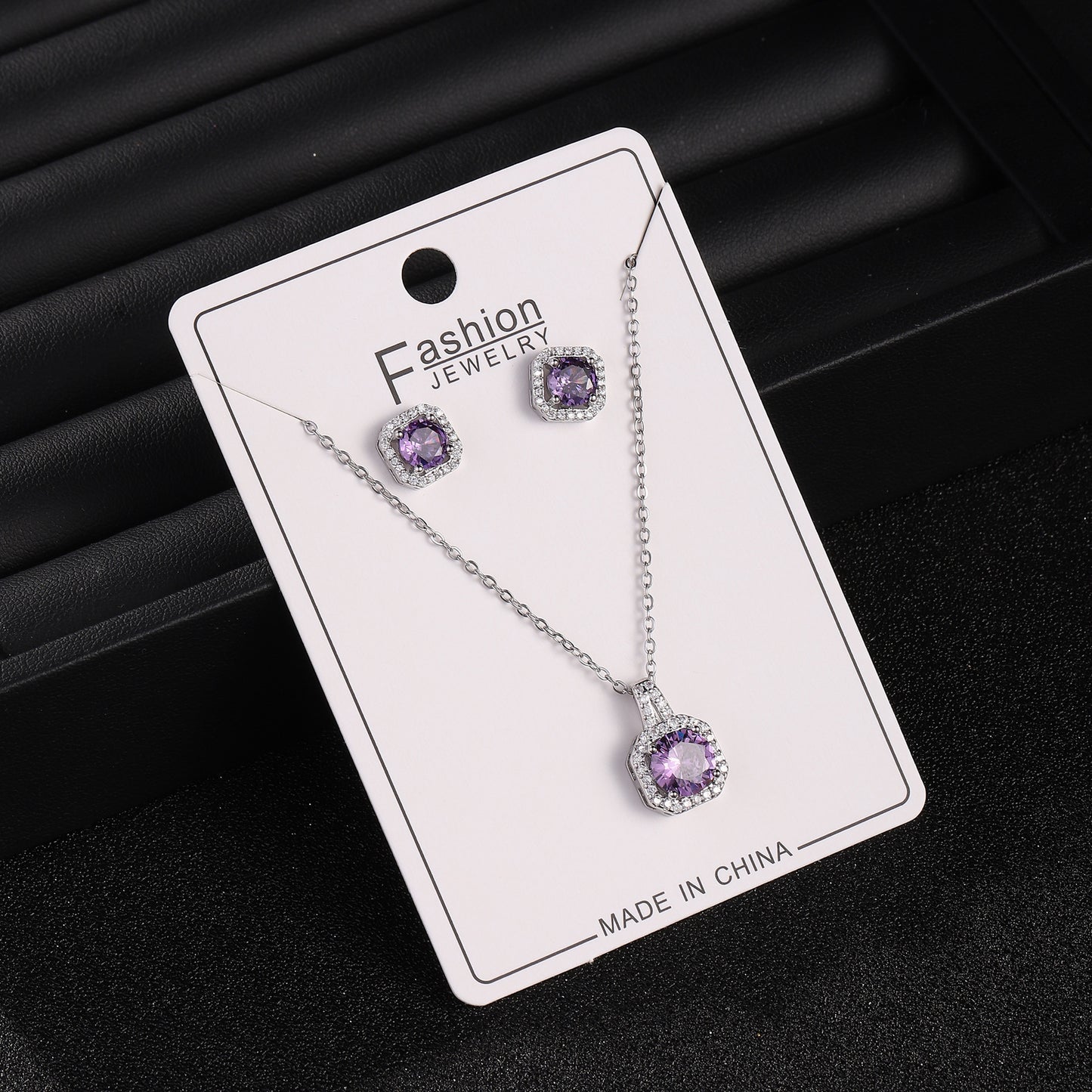 Live Broadcast Zircon Full Diamond Perfume Bottle Square Bag Earings Jewelry Set