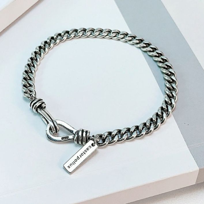 Bracelets hipster style froid avec chaîne en argent sterling pour femmes et hommes