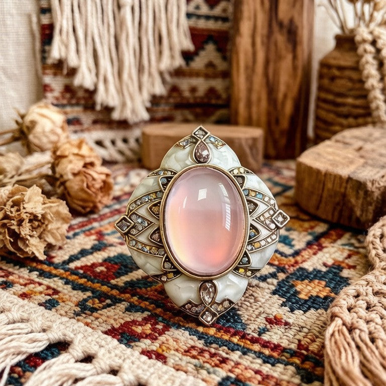 Moonstone Enamel Palace Style Daily Commuter Ring