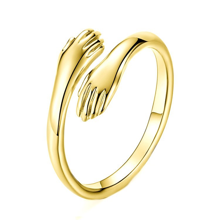 Embrace Of Love Couple Refers To Korean Gold Plated Ring