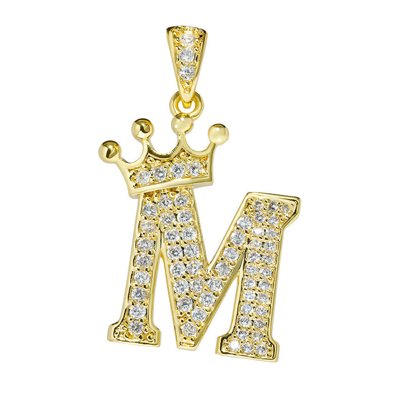 English Letters Full Diamond Pendant Simple Necklaces