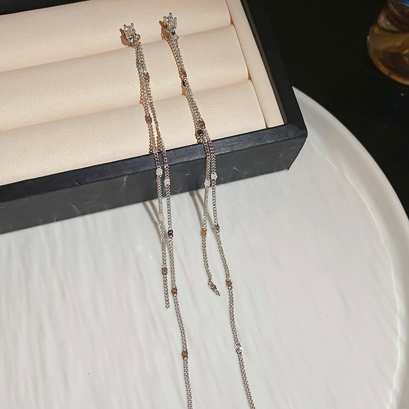 Needle Super Flash Zircon Rhinestone French Entry Lux Elegant Long Rings
