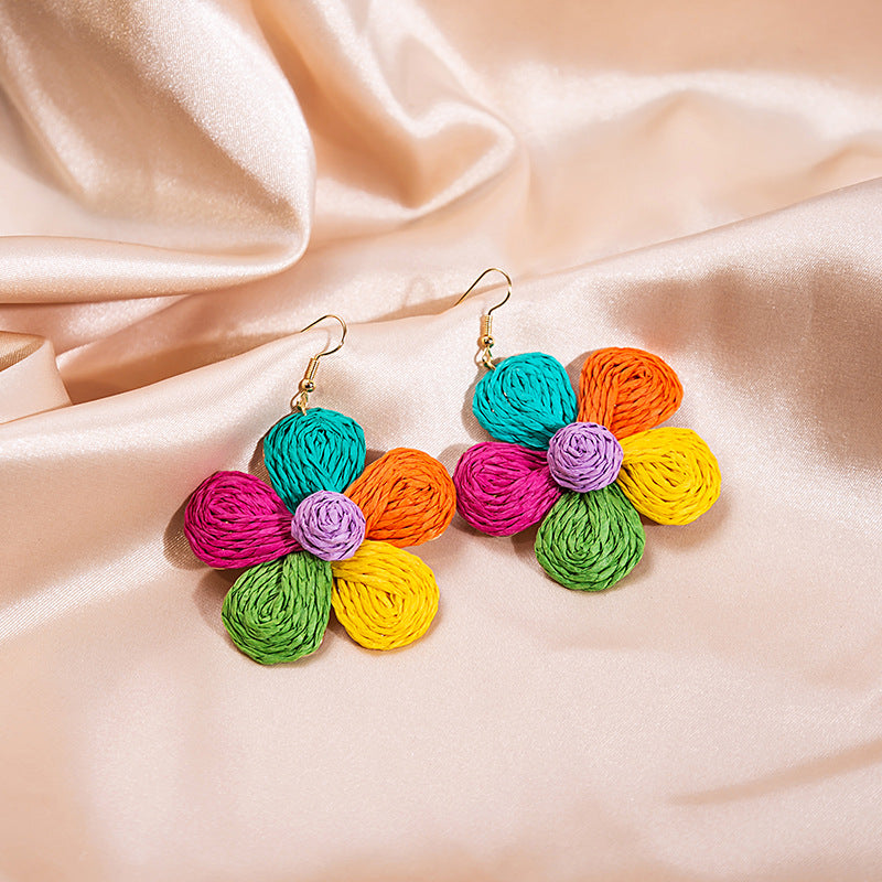 Flowers Ear Hook Sweet Personality Color Earrings