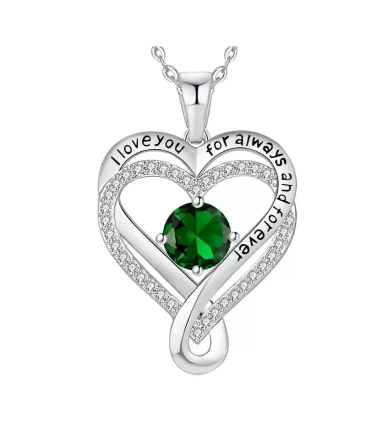 Women's Month Birthstones Heart Of Eternity Double Layers Loving For Necklace