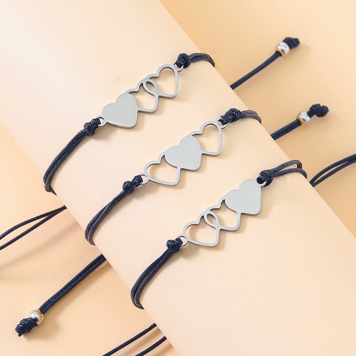 Card Creative Stainless Steel Heart-shaped Wax Bracelets