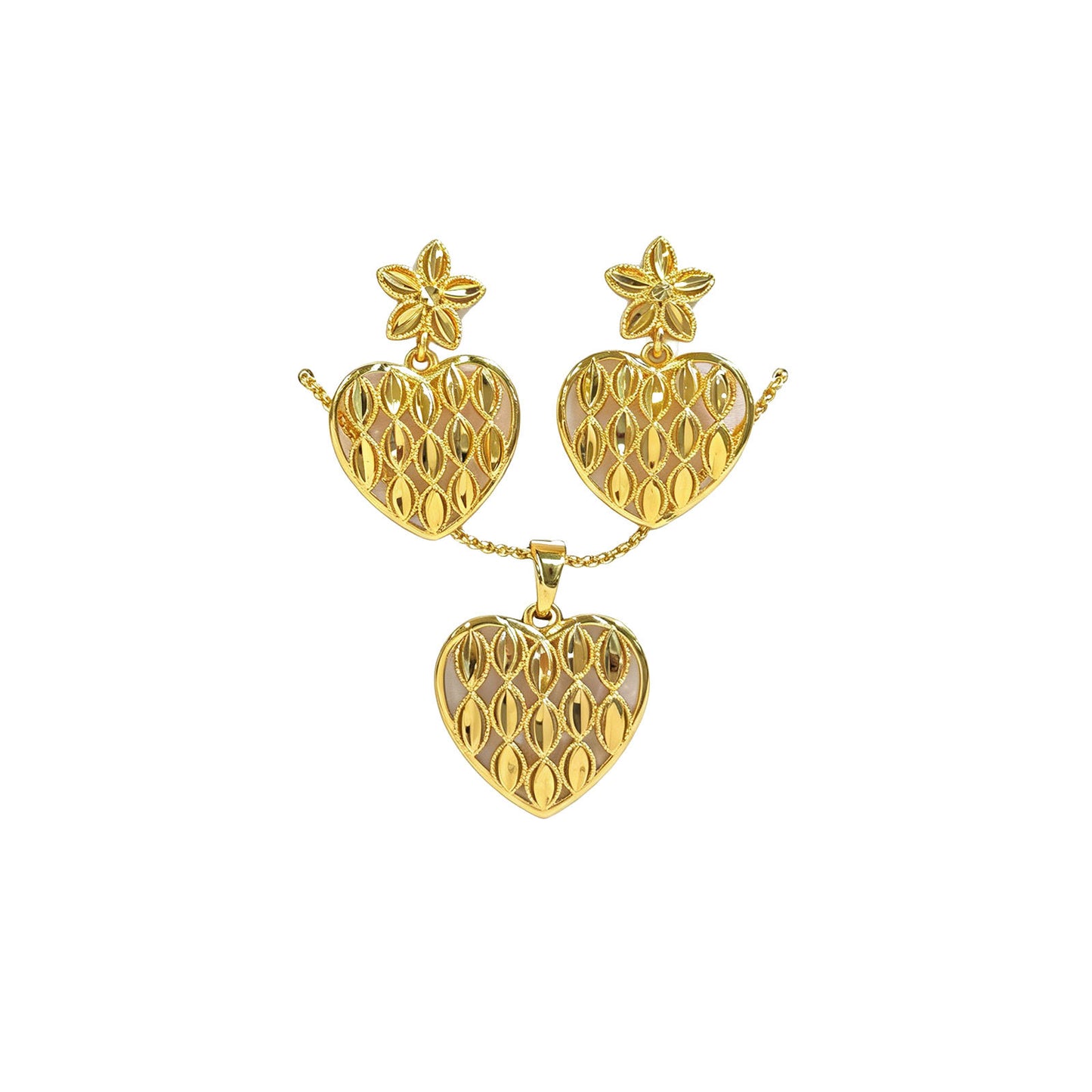 Love Heart Flowers Ear Medium Suit Pendants