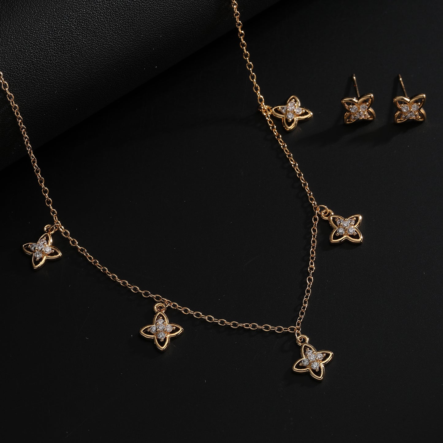 Copper Plated Gold Combination Fashion Versatile Jewelry Set