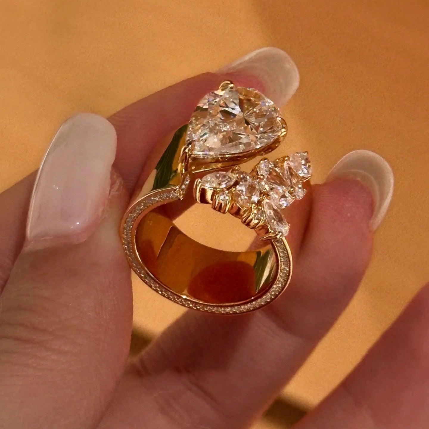 Women's Double-headed Rhinestone Open Light Luxury High-grade Ring