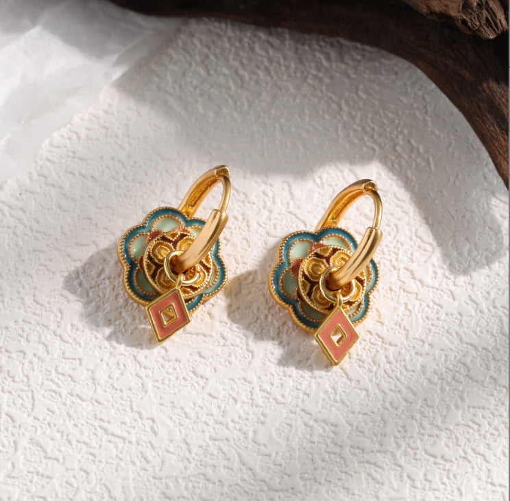 Style Enamel Drip Glazed Temperament Wild High Sense Ear Clip Earrings